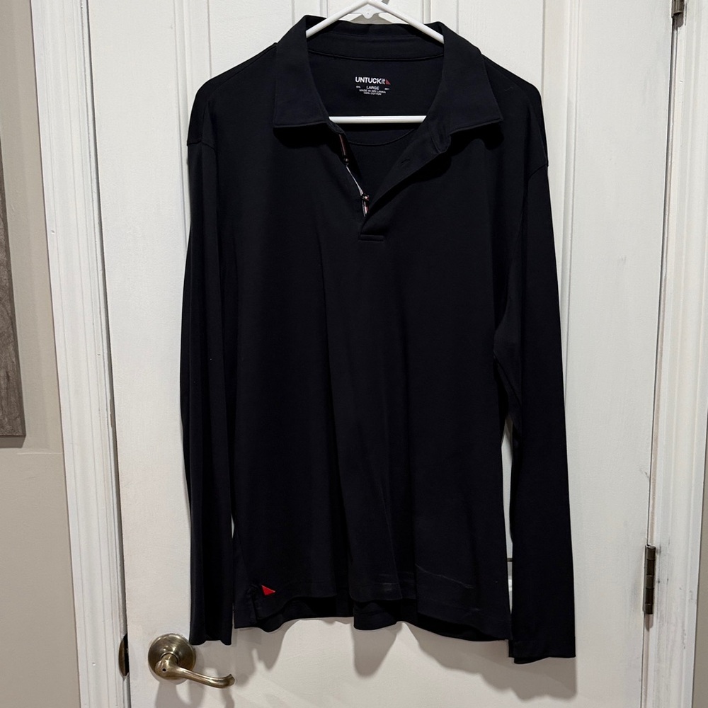 UNTUCKit Men's Black Long Sleeve Polo Shirt